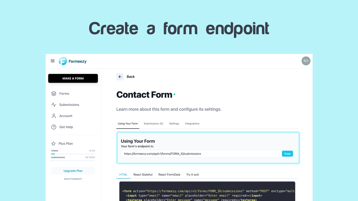 Create a form endpoint